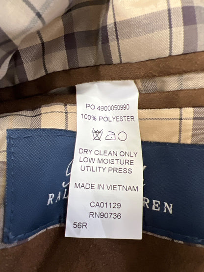 Ralph Lauren Men’s Brown Faux Suede Two Button Jacket - 56