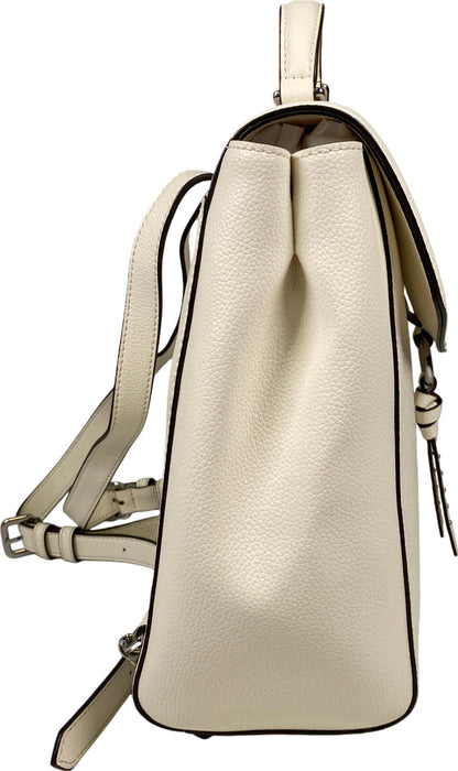 DKNY White Cow Leather Foldover Small Adjustable Backpack