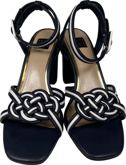 White House Black Market Women’s Blue Nova Mixed Knot High Heel Sandals - 7.5