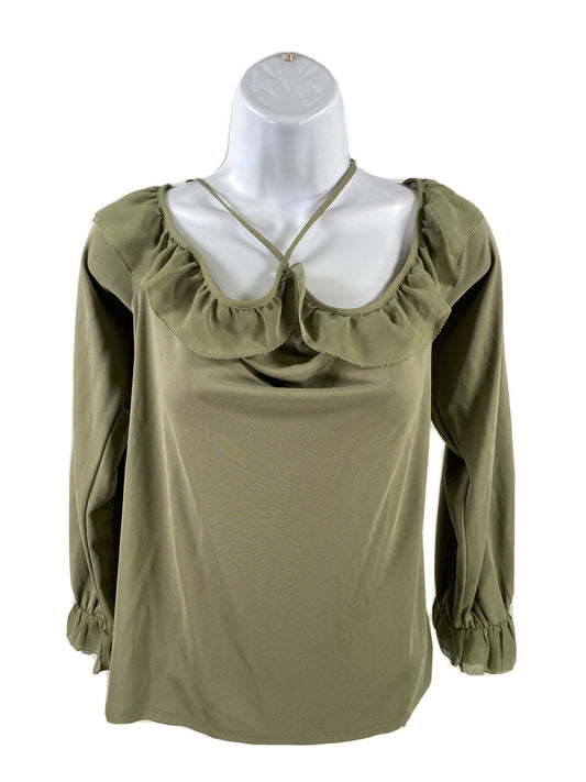 NUEVO Blusa verde con hombros descubiertos para mujer White House Black Market - L