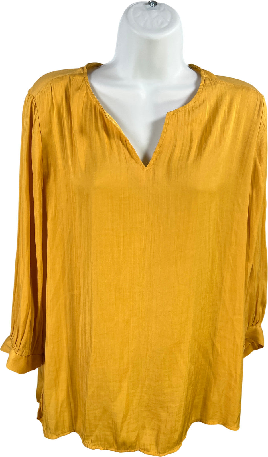 Chico’s Women’s Yellow 3/4 Sleeve V-Neck Blouse - 1/US M