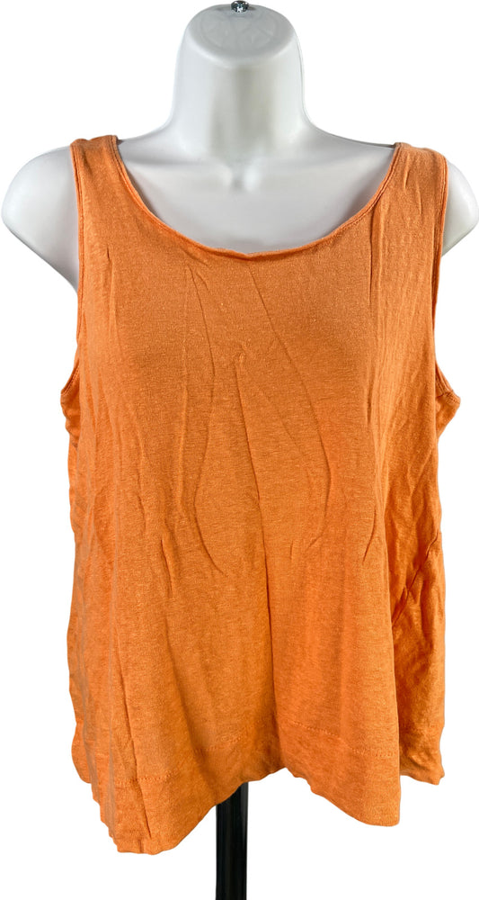 J.Jill Women’s Orange Linen Stretch Sleeveless Tank Top - M