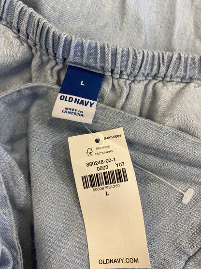 Old Navy Women’s Blue Chambray Open Bow Back Short Sleeve A-Line Dress - L