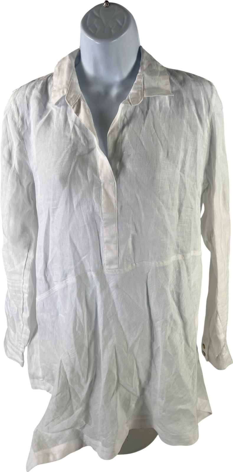 J. Jill Women’s White Love Linen V-Neck Long Sleeve Tunic Top - XS