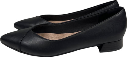 Clarks Collection Women’s Black Leather Natalyn Wish Pointed Low Heel Flats - 8