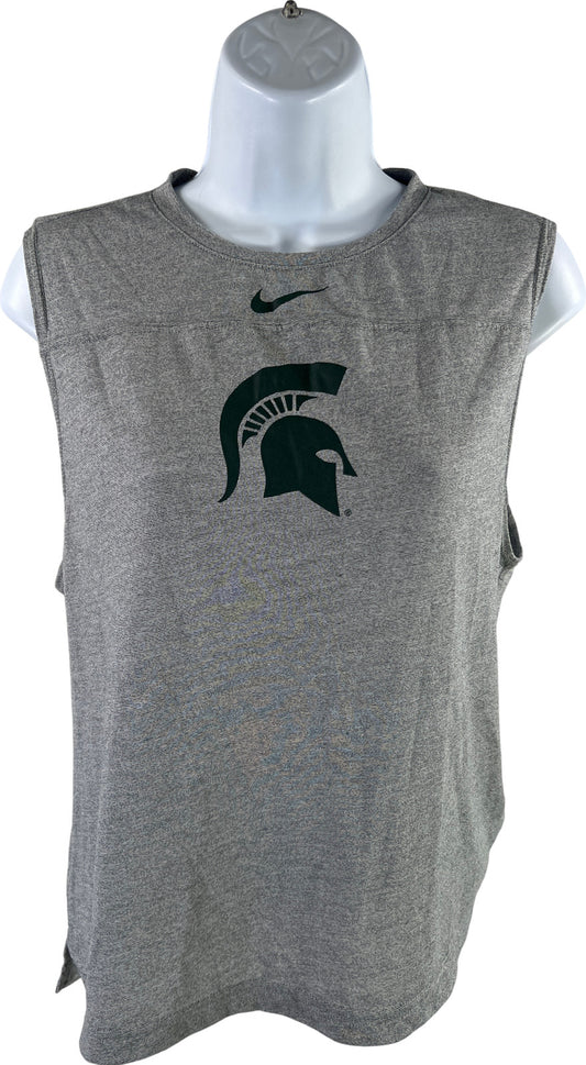 Nike Women’s Gray Sleeveless MSU Spartants Dri-Fit Open Back Tank Top - M