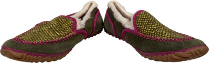 Sorel Women’s Green/Pink Suede Tremblant Sherpa Lined Moccasins - 9