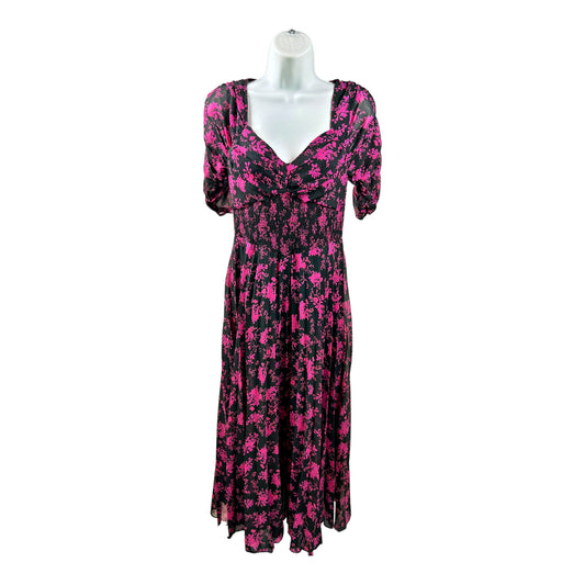 NEW ASOS Design Women’s Black/Pink Floral Short Sleeve Maxi Dress - 4