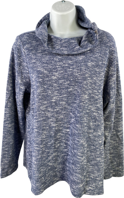 Chico’s Women’s Blue Long Sleeve Cowl Zip Neck Sweater - 2/US L