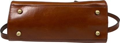 Patricia Nash Women’s Cognac Brown Leather Chauny Satchel Purse