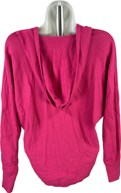 AAeda Women’s Pink Long Sleeve V-Neck Hooded Knit Shirt - S