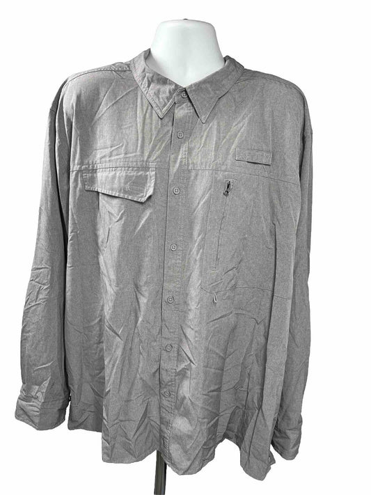 Lake Trail Mens Gray Long Sleeve Vented Back Button Up Athletic Shirt-3XL