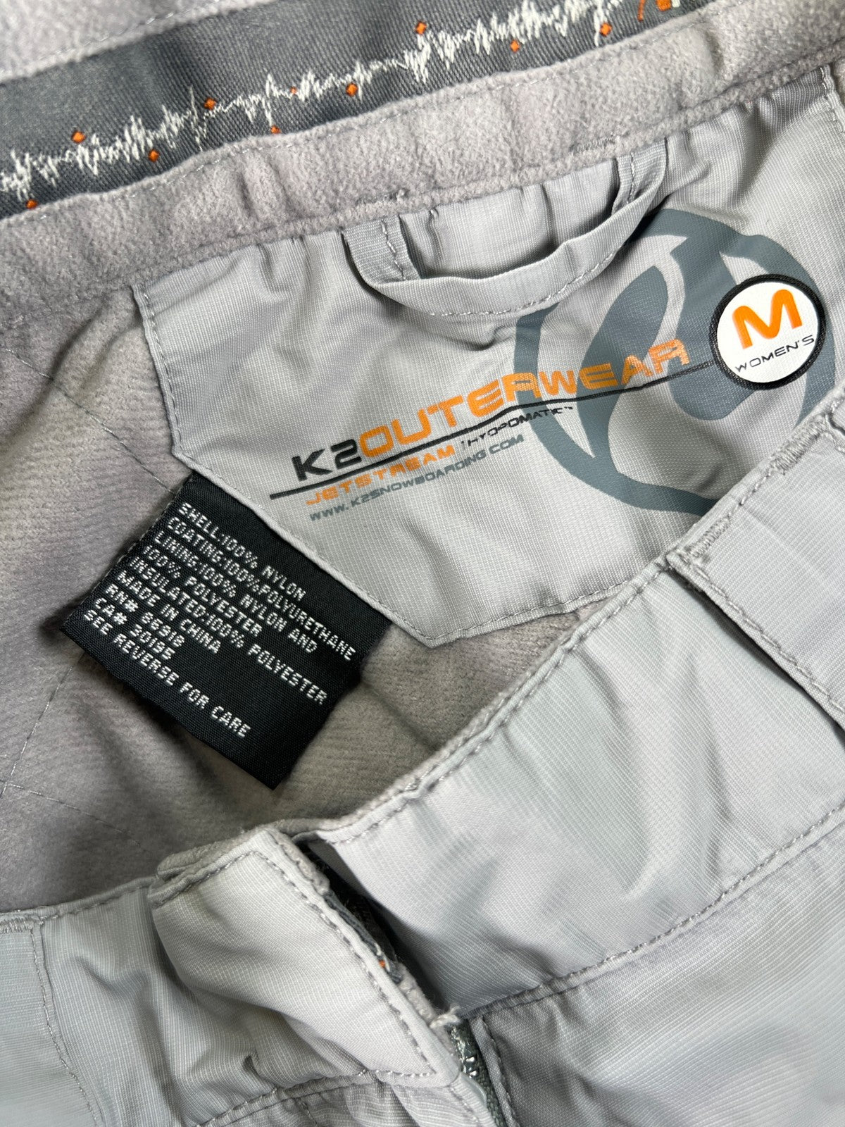 K2 Outerwear Women’s Gray Fleece Lined Snow Pants - M