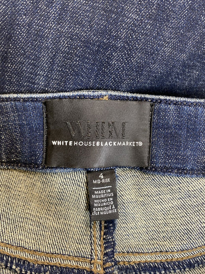 White House Black Market Women's Dark Wash Mid Rise Slim Boot Jeans - 4