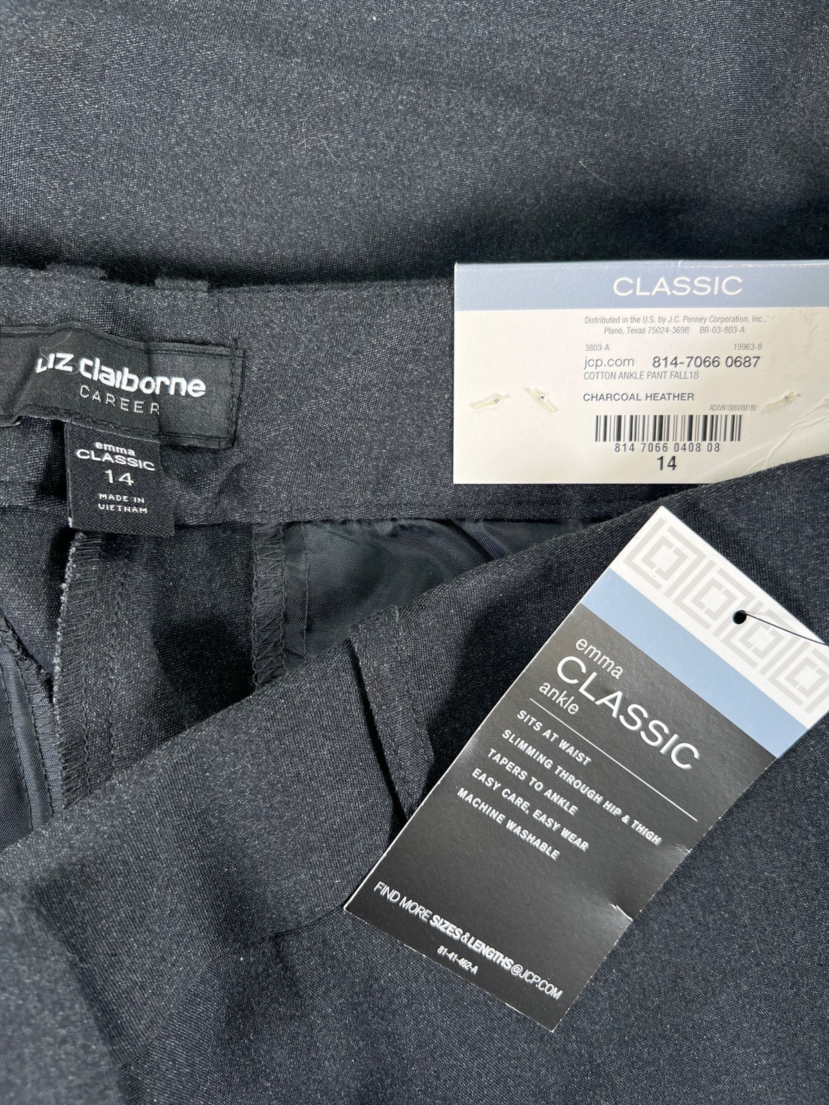 Liz Claiborne Women’s Charcoal Emma Classic Ankle Dress Pants - 14