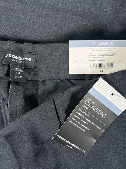 Liz Claiborne Women’s Charcoal Emma Classic Ankle Dress Pants - 14