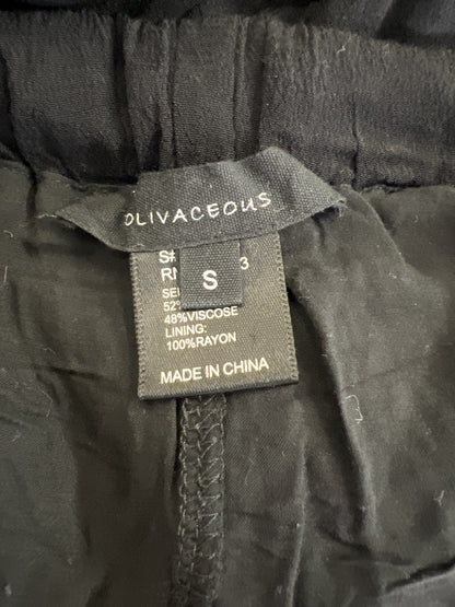 Olivaceous Women’s Black Lace Accent Lined Drawstring Shorts - S