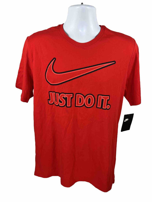 NEW Nike Men's Red Cotton Graphic Short Sleeve T-Shirt - L