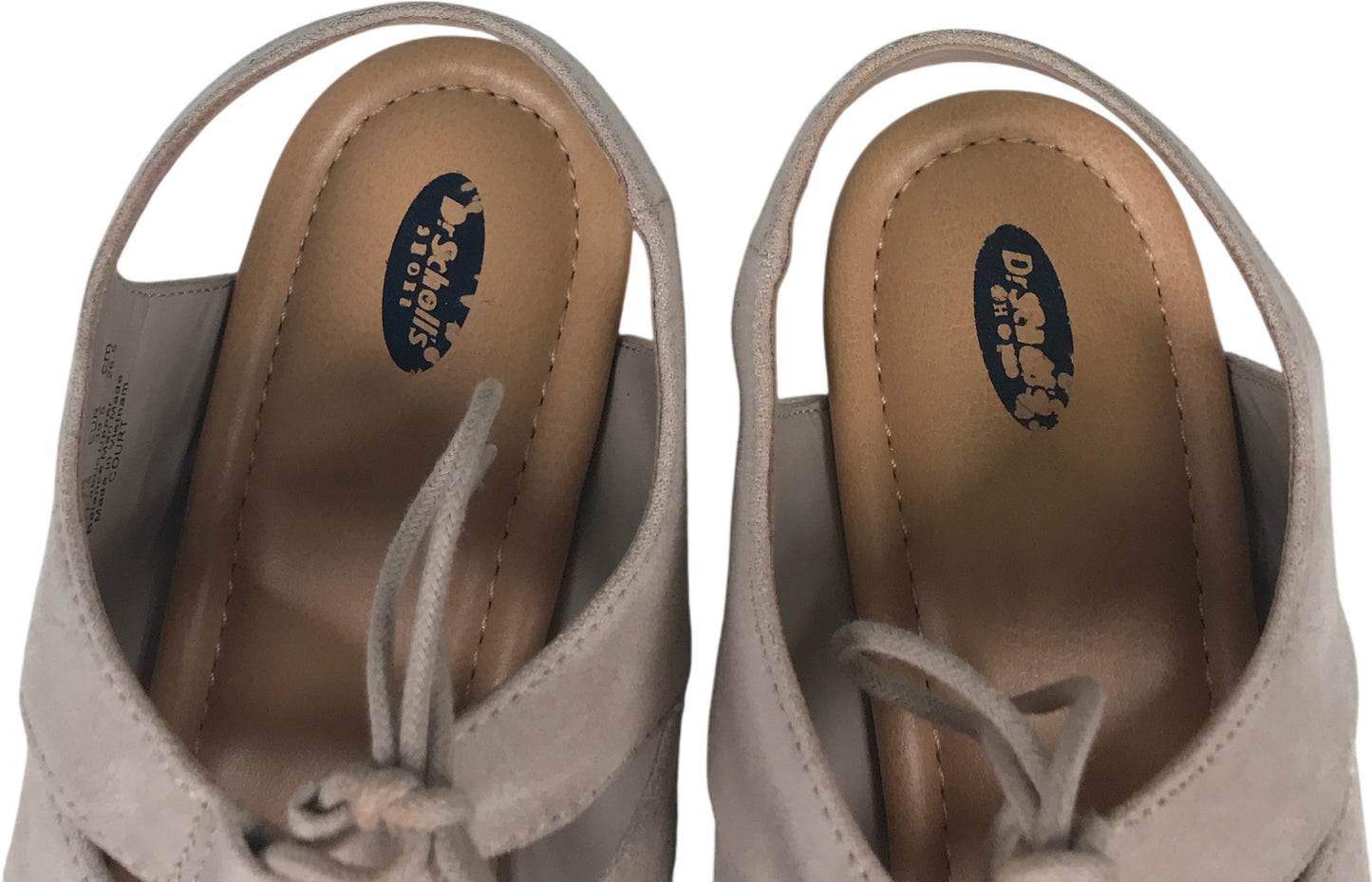 Dr. Schools Women’s Taupe Suede Court Peep Toe Wedge Sandals - 9.5