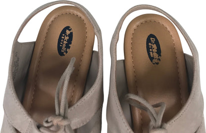Dr. Schools Women’s Taupe Suede Court Peep Toe Wedge Sandals - 9.5