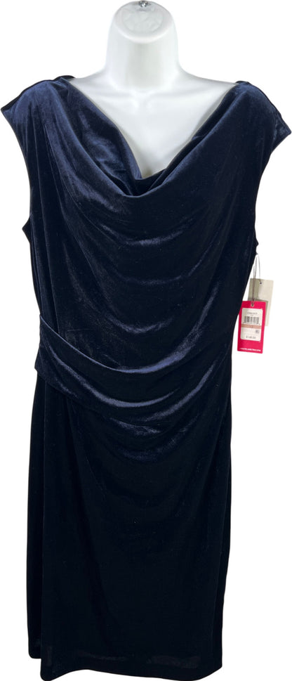 Vince Camuto Women’s Blue Velour Sleeveless Midi Shift Dress - 12