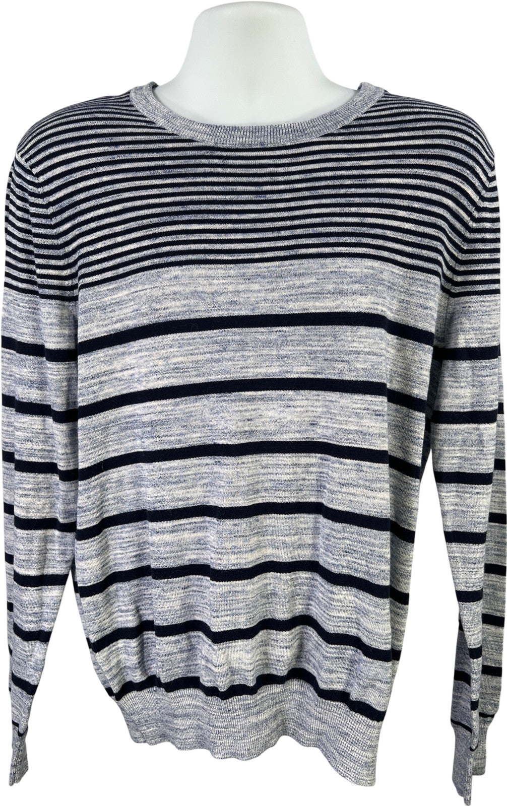 Express Men’s Blue Striped Button Accent Long Sleeve Sweater - L