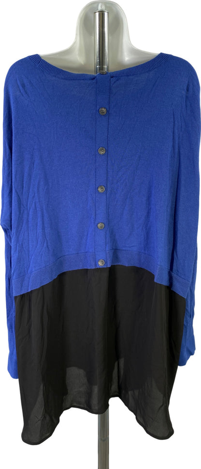 Halogen Women’s Blue Long Sleeve Back Button Accent Sweater - Plus 3X
