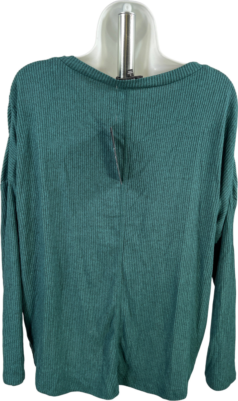 Lulu’s Women’s Green Long Sleeve V-Neck Thin Knit Sweater - L