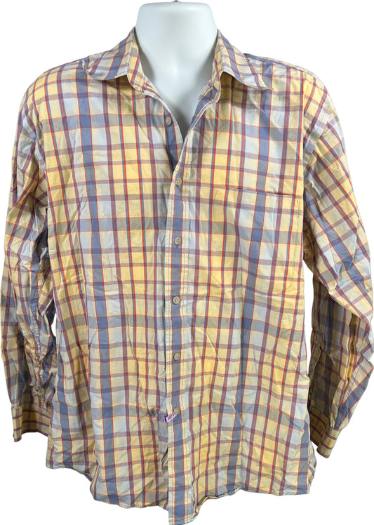 Pendleton Men’s Yellow/Blue Plaid Long Sleeve Button Up Shirt - L