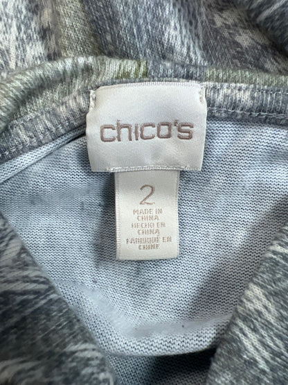 Chico’s Women’s Green/Blue Cowl Neck Long Sleeve Thin Sweater - 2/US L