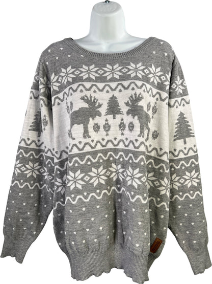 TipsyElves Women’s Gray Classic Moose Holiday Christmas Sweater - XL