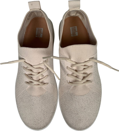 FitFlop Women’s Ivory Metallic Super Q Knit Slip On Sneakers - 8