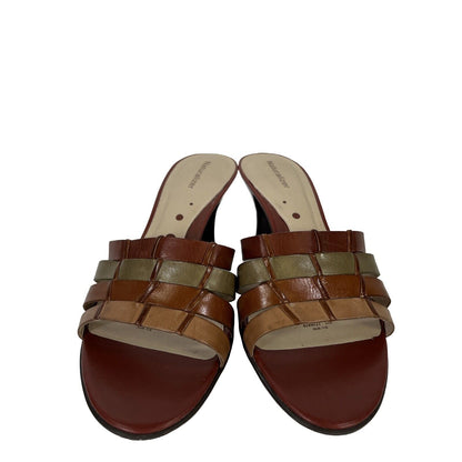 Naturalizer Women's Brown Leather Open Toe Heels - 9.5 ww Wide