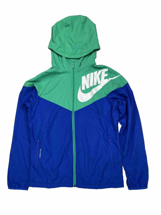 Nike Boys Blue/Green Full Zip Sportswear Windbreaker Jacket - XL