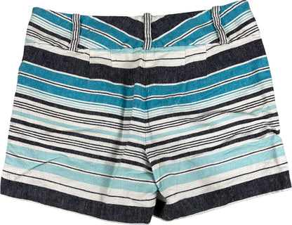 Ann Taylor Women’s Blue Striped Signature Linen Shorts - 2