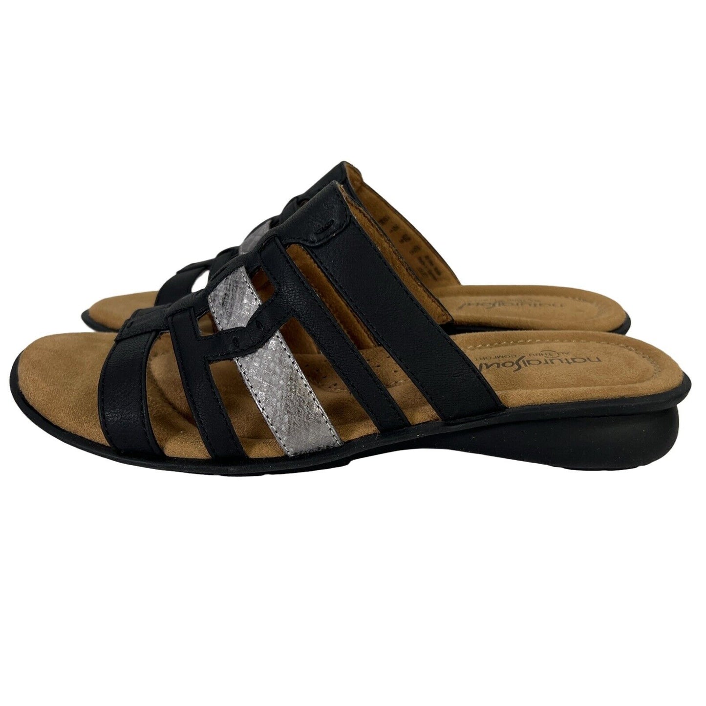 NEW Natural Soul Women's Black/Gray Strappy Joliet Sandals - 8 Wide