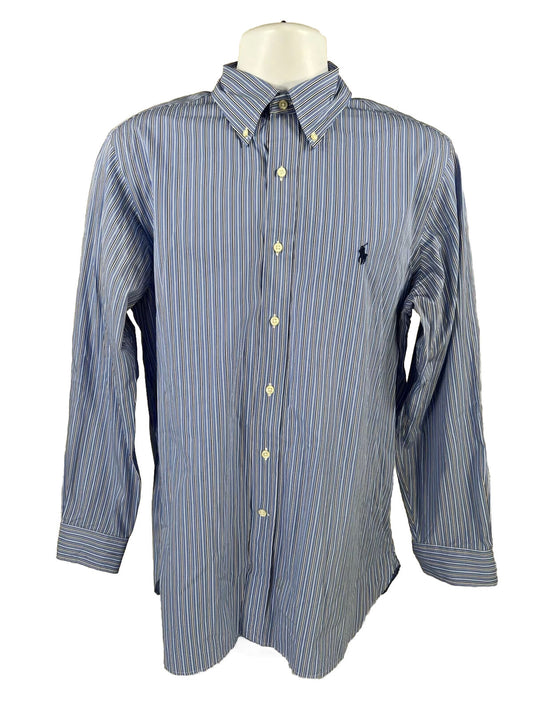 Ralph Lauren Men's Blue Striped Long Sleeve Button Up Shirt - 16/ 32-33