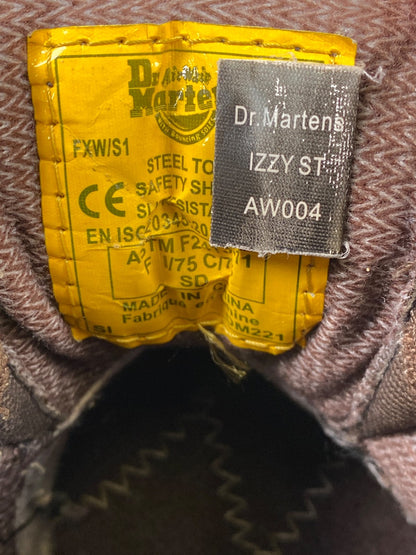 Dr. Martens Men’s Brown Leather Izzy Air Wair Industrial Steel Toe Boots - 8