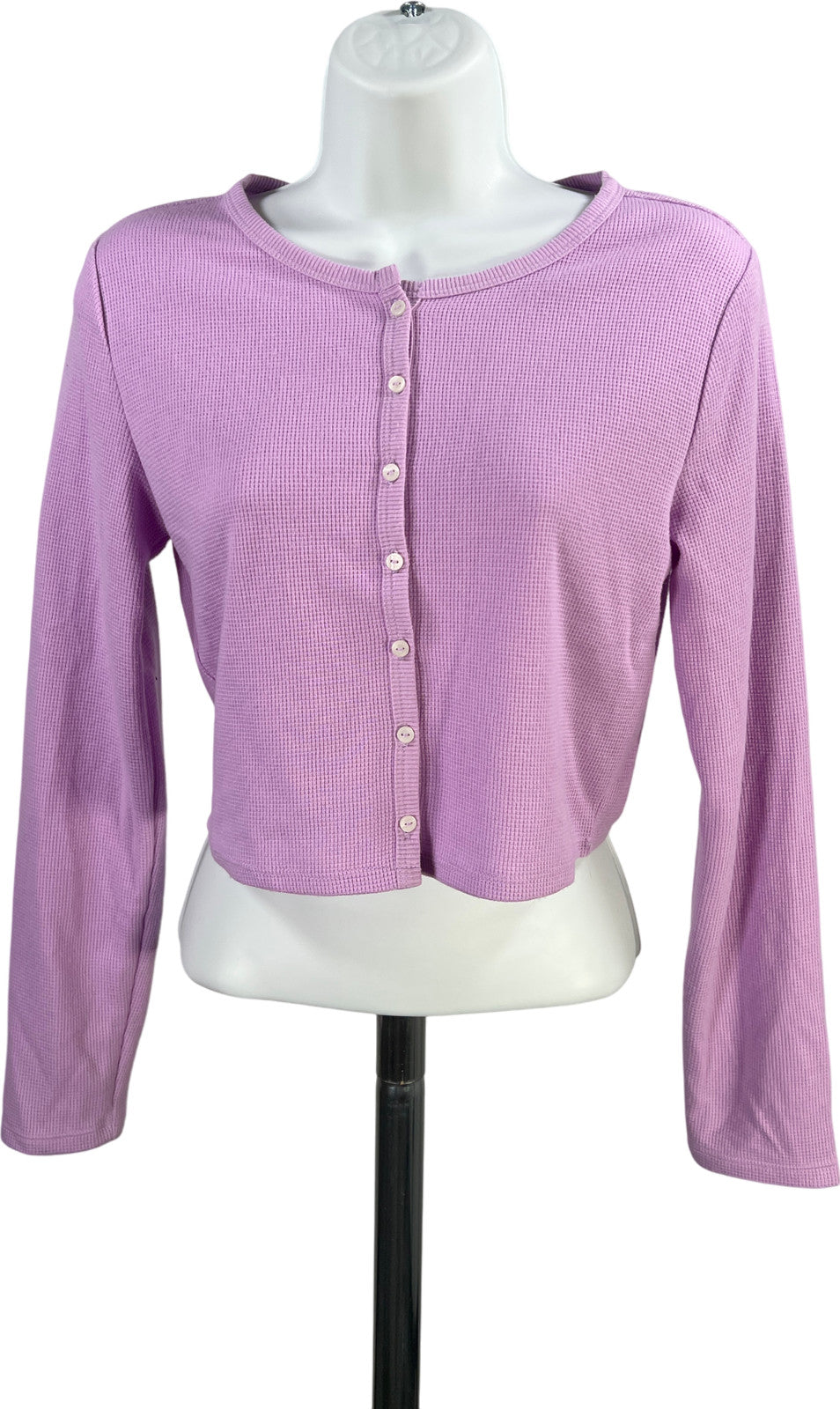 Victoria’s Secret Women’s Purple Waffle Knit Cropped Lounge Cardigan Sweater - S