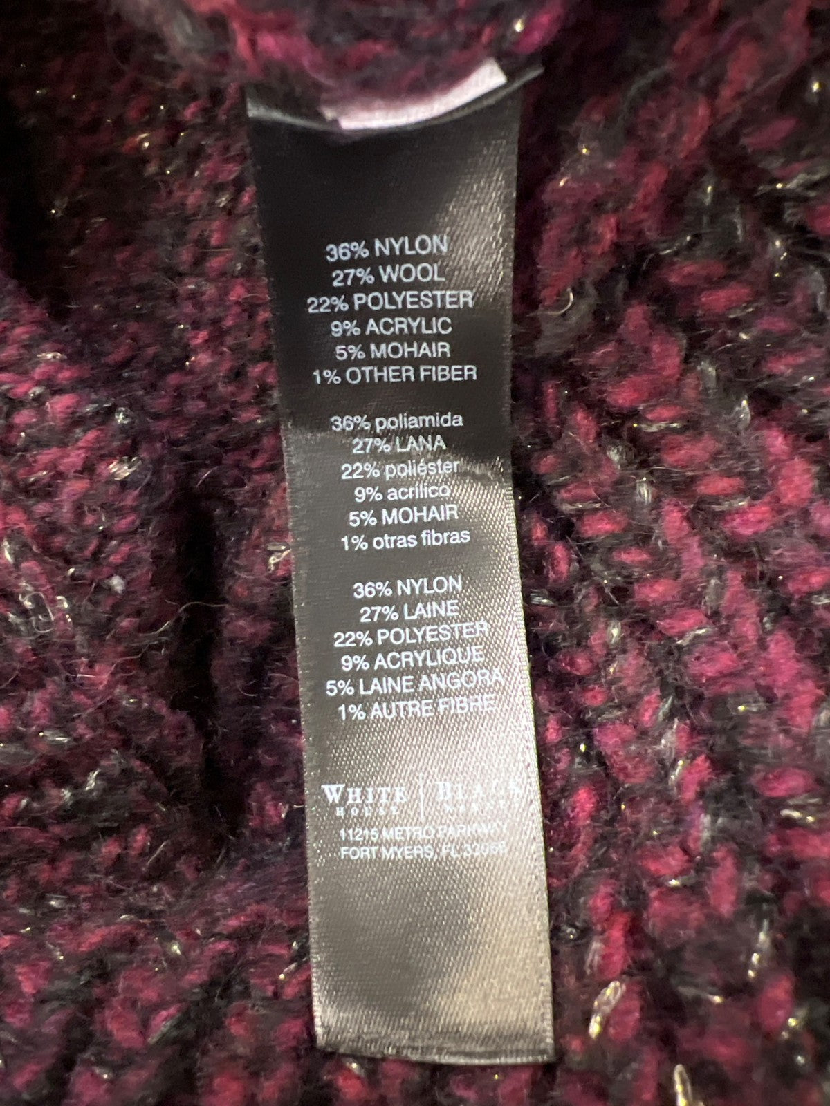 White House Black Market Women’s Burgundy Cowl Neck Poncho Sweater - M