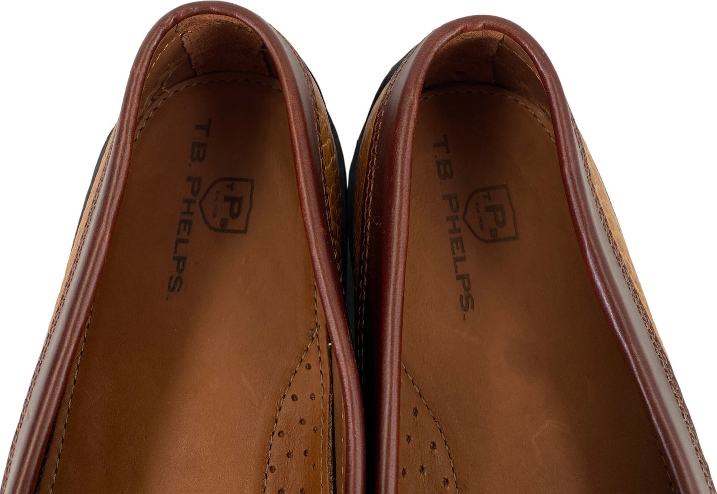 T.B Phelps Men’s Tan Brown Leather Key West Combo Penny Loafers - 11