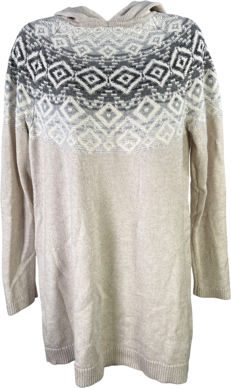 J.Jill Women’s Ivory Knit Long Sleeve Hooded Tunic Sweater - S