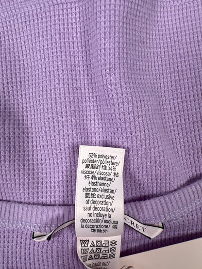 Victoria’s Secret Women’s Purple Waffle Knit Cropped Lounge Cardigan Sweater - S