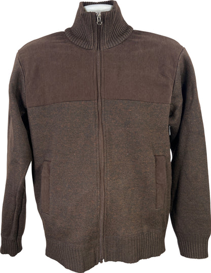 Izod Men’s Brown Long Sleeve Full Zip Lined Sweater Jacket - S