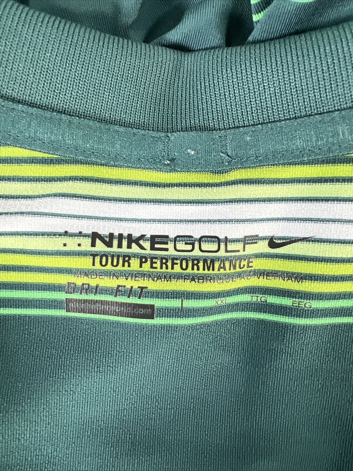Nike Men's Green Striped Short Sleeve Golf Polo Shirt - XXL