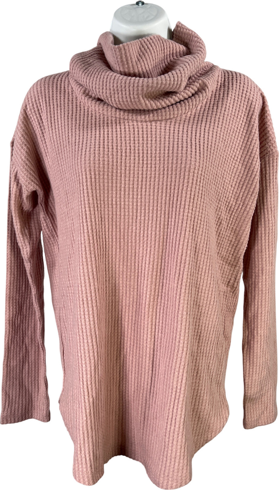 LOFT Women’s Pink Waffle Knit Long Sleeve Cowl Neck Sweater - XS