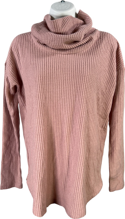 LOFT Women’s Pink Waffle Knit Long Sleeve Cowl Neck Sweater - XS