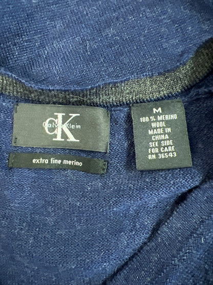 Calvin Klein Men’s Blue Fine Merino Wool Long Sleeve Sweater - M