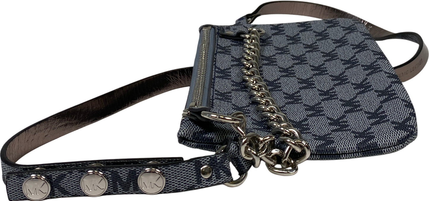 Michael Kors Women’s Blue Coated Canvas Small Chain Belt Bag Clutch