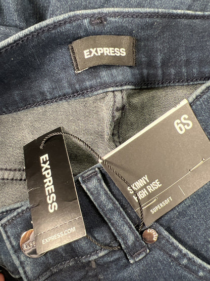 Express Women’s Dark Wash Skinny High Rise Distressed Denim Jeans - 6 Short